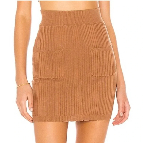 Revolve Majorelle Zena tan knit skirt - Picture 2 of 7